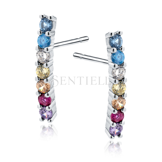 Silver (925) earrings with various colors of zirconias