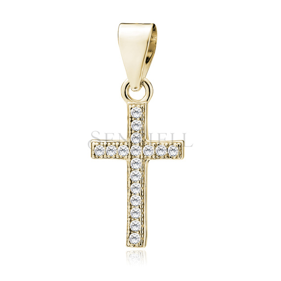 Silver (925) gold-plated pendant cross with white zirconias
