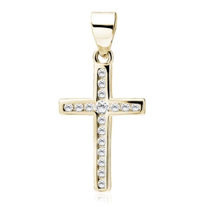 Silver (925) gold-plated pendant cross with white zirconias