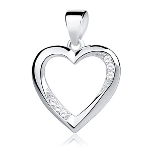 Silver (925) pendant white zirconia - hollow heart