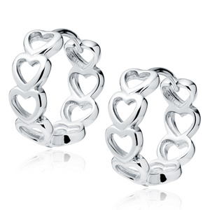 Pendientes de aro corazones Plata de ley 925