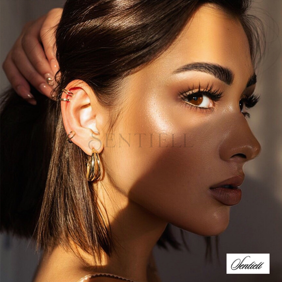 Silver (925) gold-plated double hoop ear-cuff