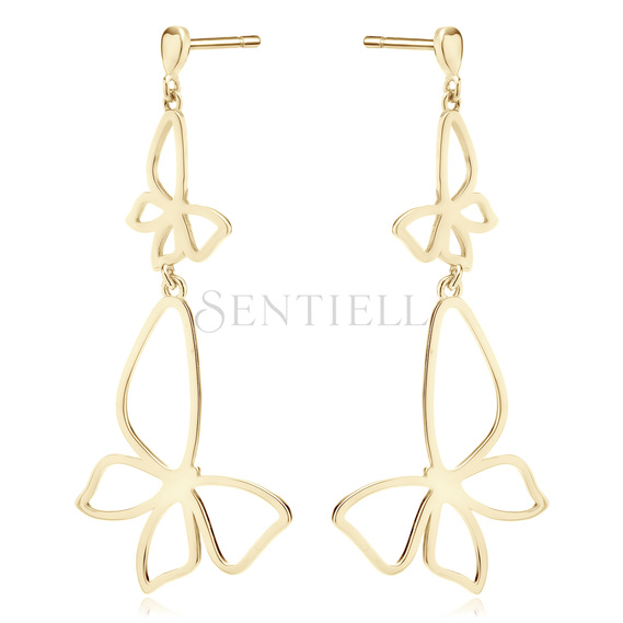 Silver (925) gold-plated earrings - butterflies