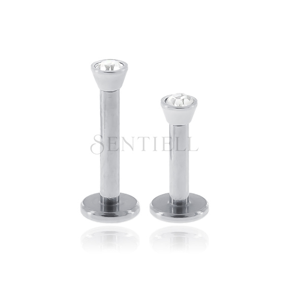 Stainless steel (316L) labret piercing with zirconia - for lips and chin