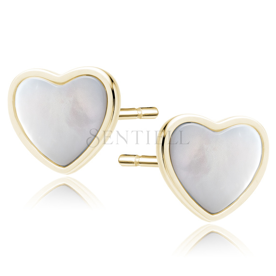 Silver (925) gold-plated earrings with Nacre - heart