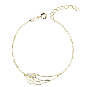 Silver (925) bracelet - wing with zirconia, gold-plated