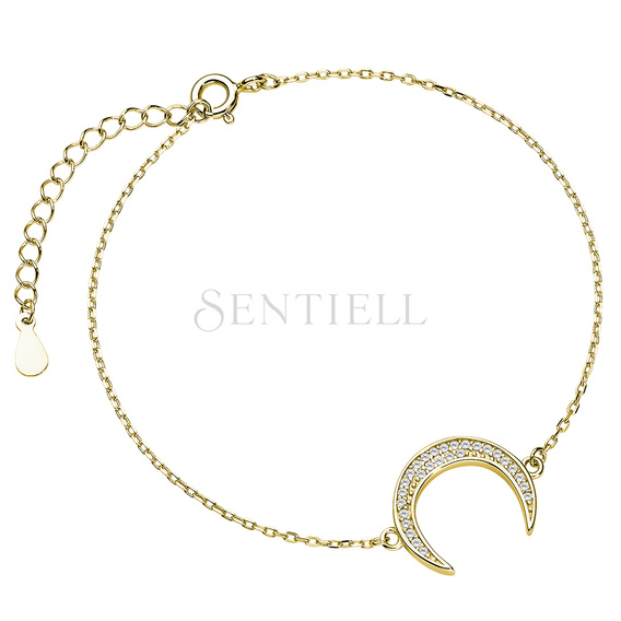 Silver (925) bracelet - gold-plated crescent with zirconia