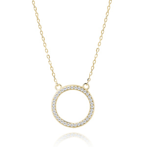 Silver (925) gold-plated necklace - circle with white zirconias