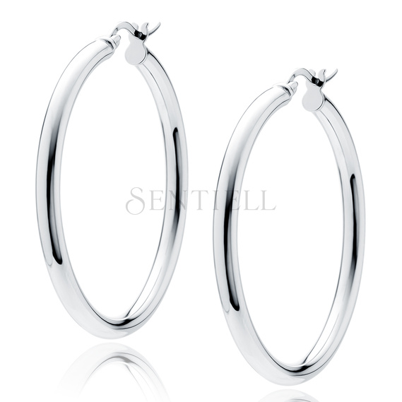 Silver (925) earrings hoops - highly polished