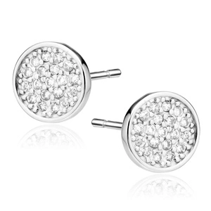 Silver (925) elegant round earrings with zirconia