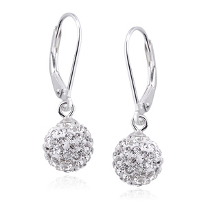 Silver (925) Earrings disco ball 8mm white