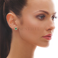 Silver (925) elegant round earrings with emerald zirconia