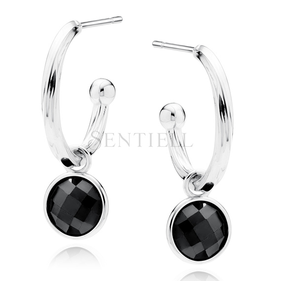 Silver (925) elegant earrings with black zirconia