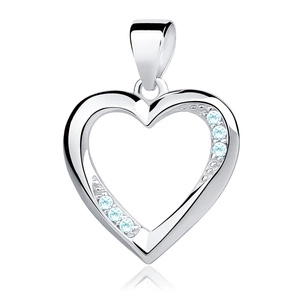 Silver (925) heart pendant with aquamarine zirconia