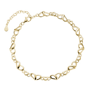 Silver (925) gold-plated bracelet - hearts