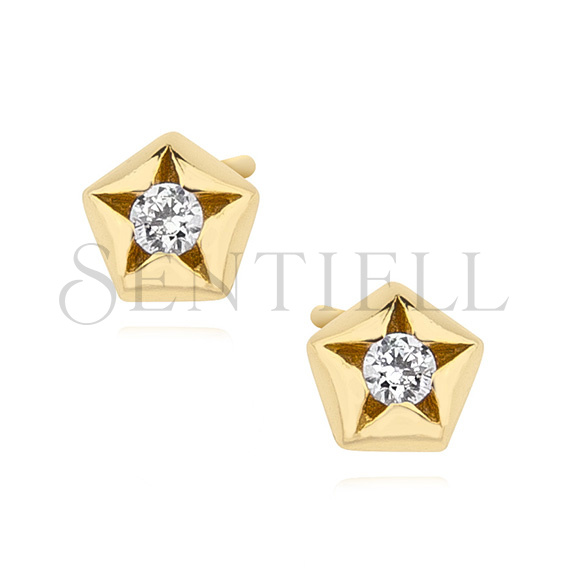 Silver (925) gold-plated star shape earrings with zirconia