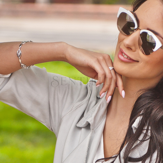 Silver (925) bracelet white zirconia