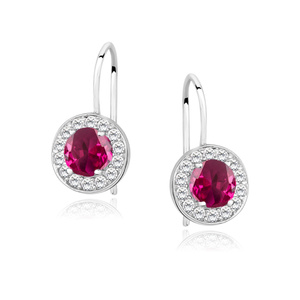 Silver (925) Earrings ruby colored zirconia