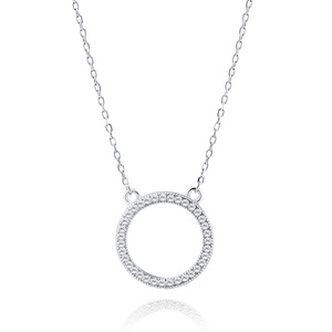 Silver (925) necklace - circle with white zirconias
