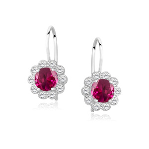 Silver (925) Earrings ruby colored zirconia