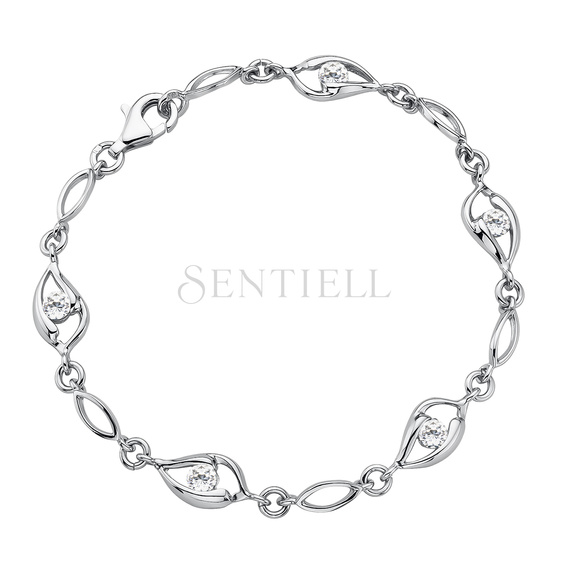 Silver (925) bracelet with white zirconia