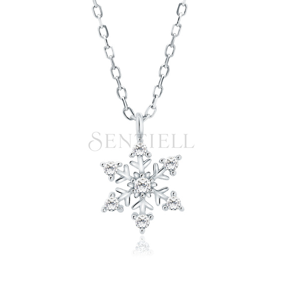 Silver (925) necklace snowflake with white zirconias