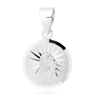 Colgante de plata de ley 925 tallado a diamante - Virgen María - Virgen Negra de Czestochowa