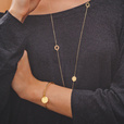 Silver (925) bracelet gold-plated round pendant