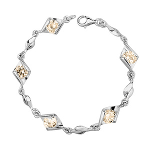 Silver (925) bracelet with cognac zirconia