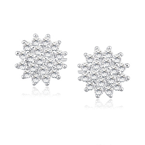 Silver (925) flower earrings with zirconia