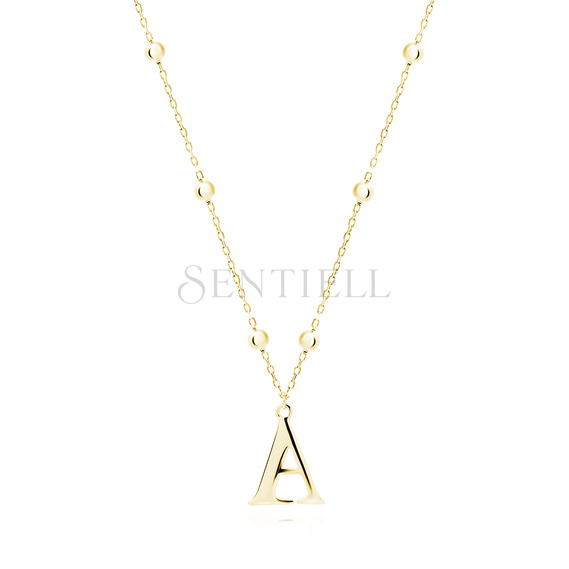 Silver (925) gold-plated necklace - letter A on chain with balls