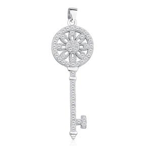 Silver (925) key pendant with zirconia