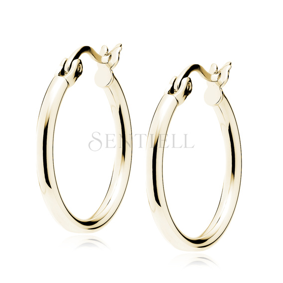 Pendientes de aro en plata de ley 925 chapados en oro - alto pulido