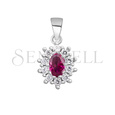 Silver (925) pendant ruby colored zirconia