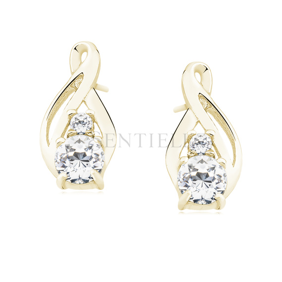 Silver (925) gold-plated earrings with white zirconia