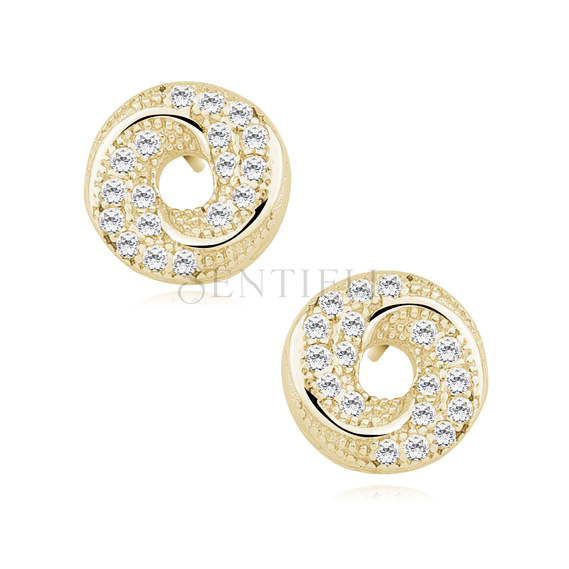 Silver (925) elegant gold-plated earrings with white zirconias