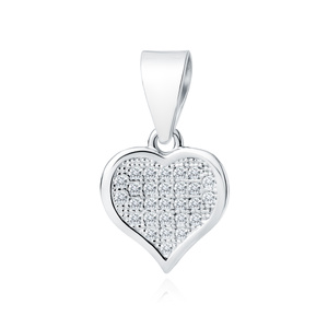 Silver (925) pendant white - heart filled with zircons