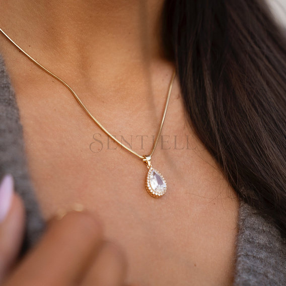 Silver (925) gold-plated pendant with white zirconia