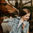 Silver (925) rose gold-plated heart pendant - horse with white zirconias