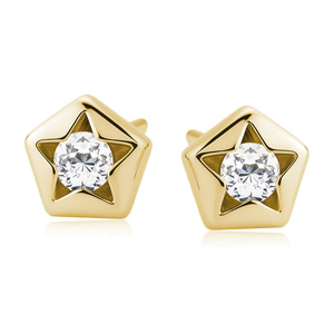 Silver (925) gold-plated star shape earrings with zirconia