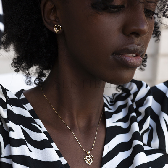 Silver (925) gold-plated triple heart pendant with white zirconia