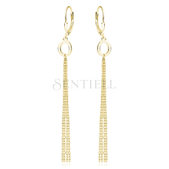 Silver (925) gold-plated earrings - oval with chains