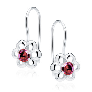 Silver (925) Earrings ruby colored zirconia