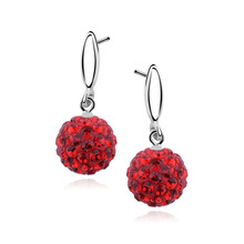 Silver (925) earrings red disco ball