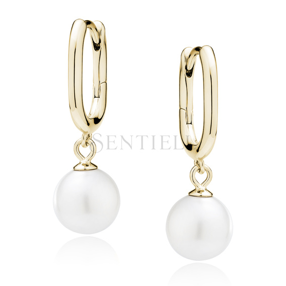 Silver (925) gold-plated elegant earrings with pearl