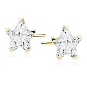 Silver (925) gold-plated earrings white zirconia 6 x 6mm stars