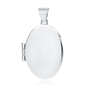 Silver (925) polished pendant - oval shaped locket