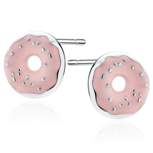 Silver (925) enameled earrings - donuts