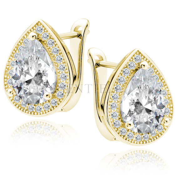 Silver (925) gold-plated earrings with white zirconia