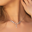 Silver (925) stylish, bridal necklace with zirconia.